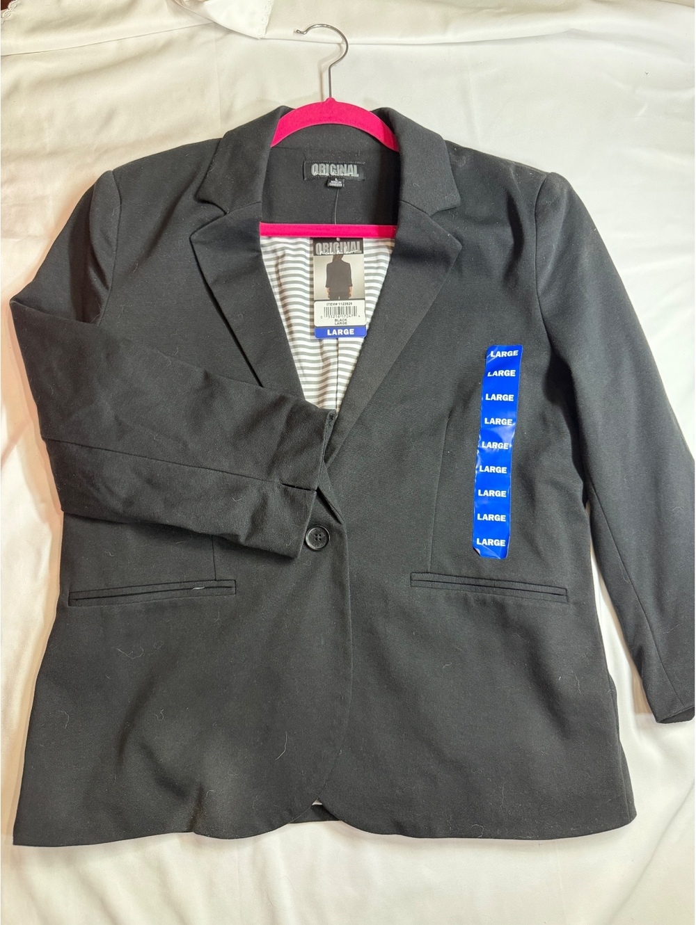 Original Nicole Miller Black Women's Blazer, Size Large, Cotton-Polyester Blend